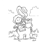Dibujo para colorear Vaquerito En Su Caballo Para Pintar Y Colorear