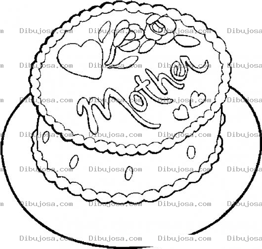 Dibujo para colorear Dibujo De Un Pastel Para El Dia De Las Madres Para Colorear
