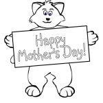 Dibujo para colorear Dibujo De Gato Con Tarjeta De Feliz Dia De Las Madres Para Pintar Y Colorear