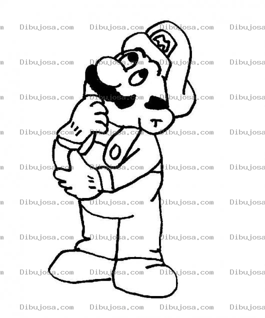 Dibujo para colorear Colorear a Mario Bros pensando
