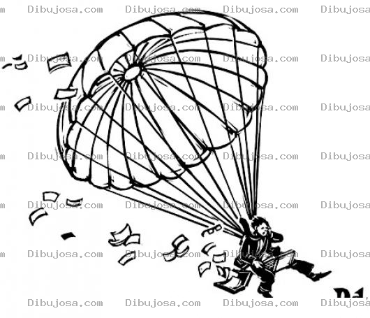 Dibujo para colorear Dibujo De Paracaidista Con Laptop Botando Dinero Para Pintar Y Colorear