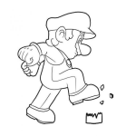 Dibujo para colorear Colorear a Mario Bros machucando un hongo