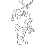 Dibujo para colorear Dibujo De Santaclaus Abrazando A Su Reno Para Pintar Y Colorear