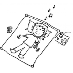 Dibujo para colorear Dibujo De Un Chico En Su Pieza Escuchando Ipod Con Audifonos Para Pintar Y Colorear