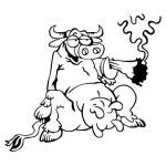 Dibujo para colorear Dibujo De Vaca Fumando Para Pintar Y Colorear