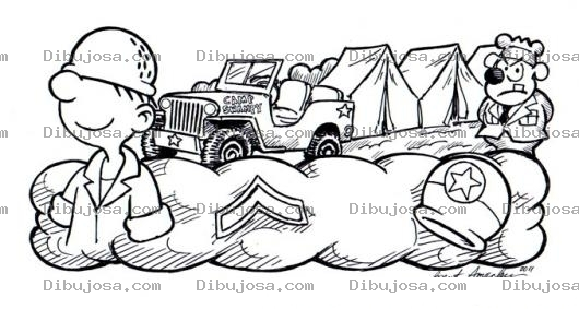 Dibujo para colorear Campamento Militar De Beto El Recluta Para Pintar Y Colorear