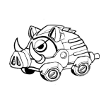Dibujo para colorear Dibujo De Cochinito Robot Para Pintar Y Colorear Robot De Cerdo Coche Monte