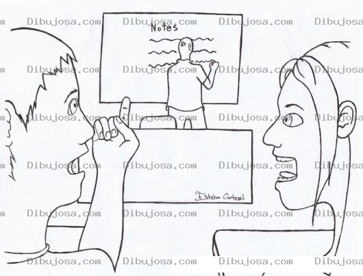 Dibujo para colorear Alumnos Platicando En Clase