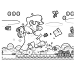 Dibujo para colorear Mario Bros enojado aplastando todo