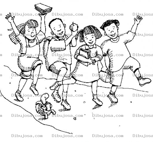 Dibujo para colorear Estudiantes Felices Saliendo Del Colegio
