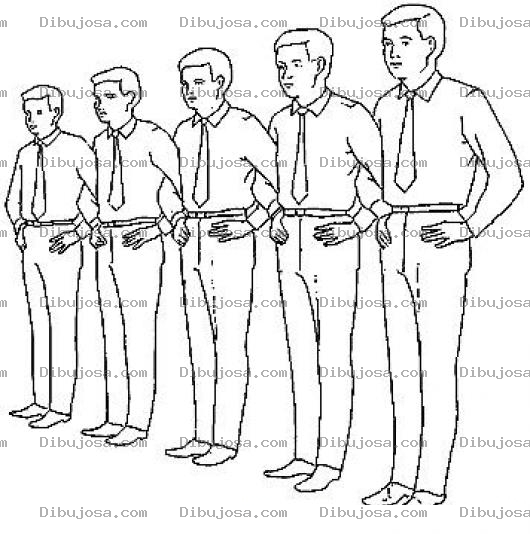 Dibujo para colorear Dibujo De Empleados En Fila Con Camisa Y Corbata Para Pintar Y Colorear