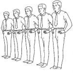 Dibujo para colorear Dibujo De Empleados En Fila Con Camisa Y Corbata Para Pintar Y Colorear