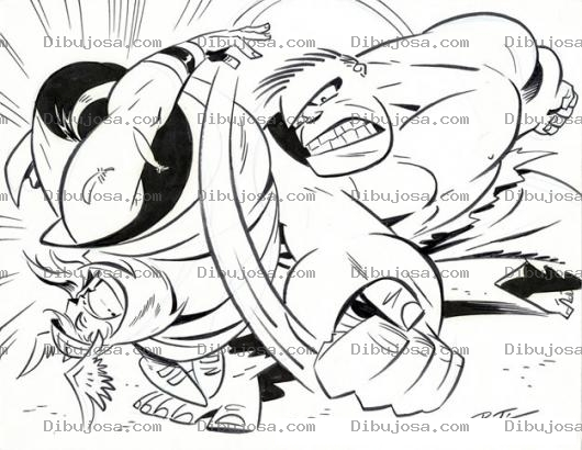 Dibujo para colorear Dibujo De Golpe Seco En El Menton Para Pintar Y Colorear Gole Con El Puno