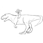 Dibujo para colorear Dibujo De Nino Sobre Dinosaurio Para Pintar Y Colorear