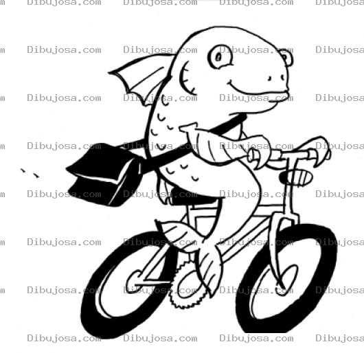 Dibujo para colorear Dibujo De Pescado En Bicicleta Para Pintar Y Colorear