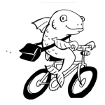 Dibujo para colorear Dibujo De Pescado En Bicicleta Para Pintar Y Colorear