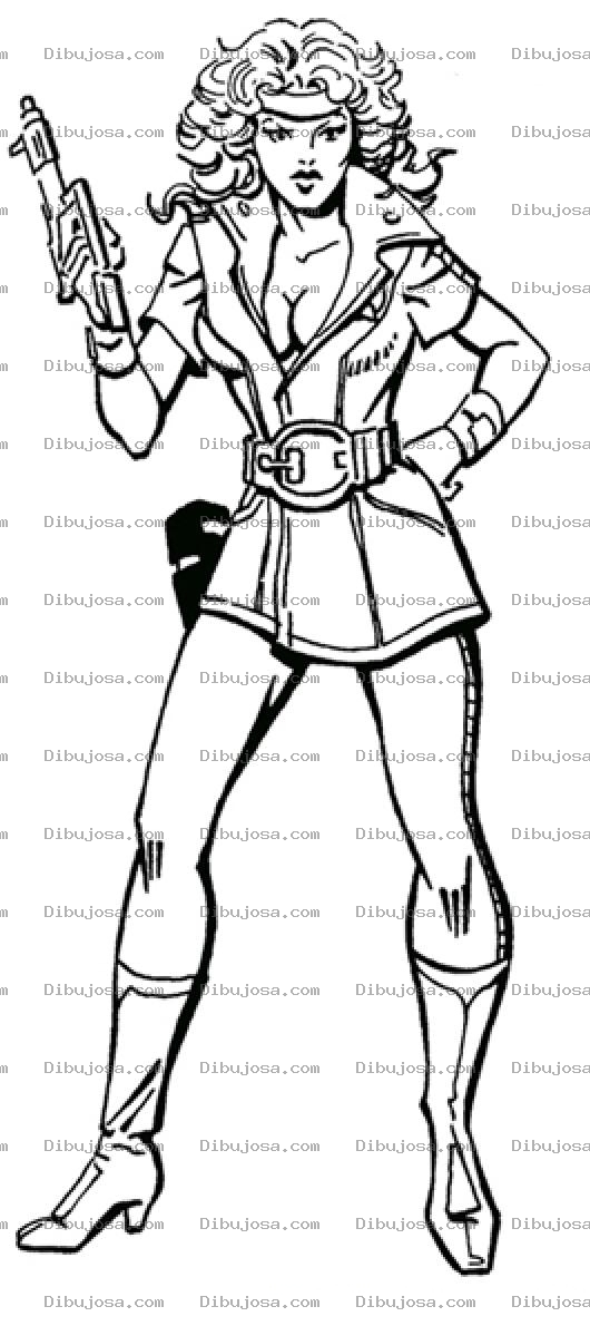 Dibujo para colorear Mujer Con Pistola Y Botas Altas Para Colorear
