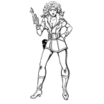 Dibujo para colorear Mujer Con Pistola Y Botas Altas Para Colorear