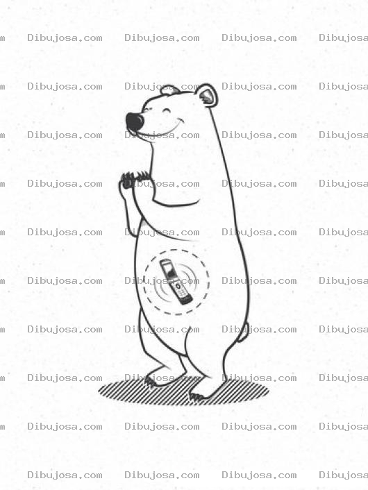 Dibujo para colorear Dibujo De Osito Orando Con Un Celular En La Barriga Para Pintar Y Colorear