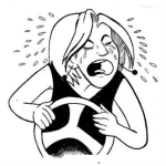 Dibujo para colorear Dibujo De Mujer Llorando Al Volante Para Pintar Y Colorear A Una Mujer En Llanto Manejando Con Las Manos En El Timon