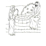 Dibujo para colorear Dibujo Cristiano De JESUS Con La Mujer En El Pozo Para Pintar Y Colorear