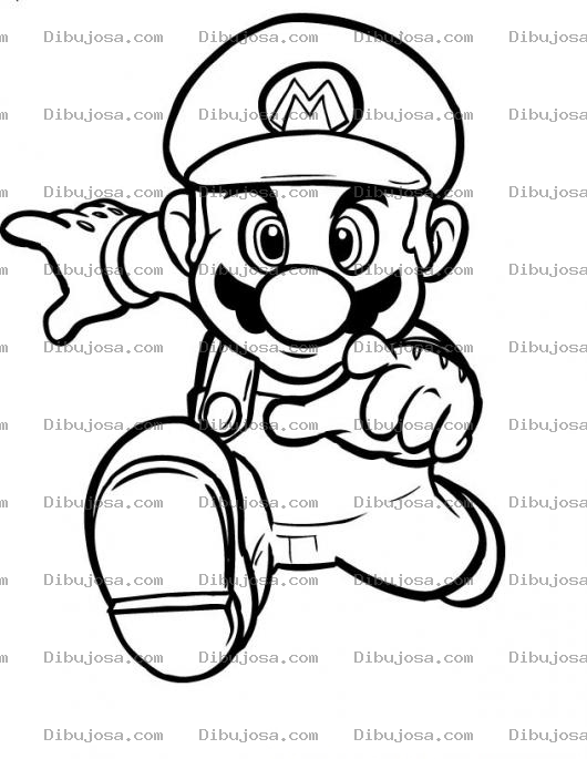 Dibujo para colorear Dibujo de Mariobros corriendo de frente para colorear