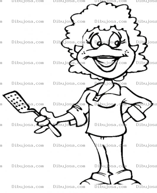 Dibujo para colorear Dibujo De Mama Con Espatula De Cocinar Para Pintar Y Colorear