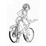 Dibujo para colorear Dibujo De Muchacha En Bicicleta Para Pintar Y Colorear