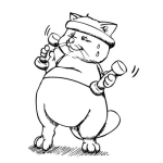 Dibujo para colorear Dibujo De Gato Gordo Haciendo Ejercicios Para Pintar Y Colorear