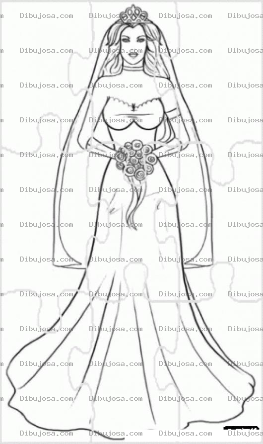 Dibujo para colorear Rompecabezas De Novia Para Recortar Pintar Y Colorear