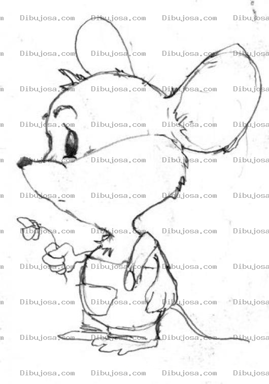 Dibujo para colorear Dibujo De Ratoncito Con Una Flor Para Pintar Y Colorear