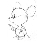 Dibujo para colorear Dibujo De Ratoncito Con Una Flor Para Pintar Y Colorear