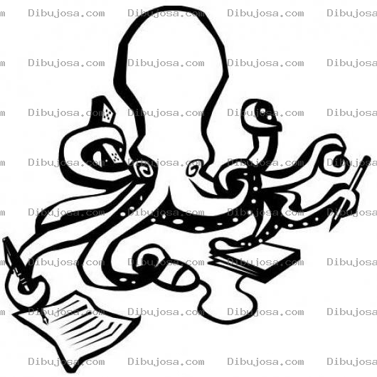 Dibujo para colorear Dibujo De Pulpo Oficinista Para Pintar Y Colorear