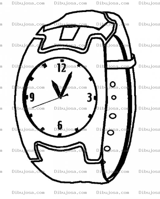Dibujo para colorear Dibujpo De Reloj Con Pulsera De Cuero Para Pintar Y Colorear