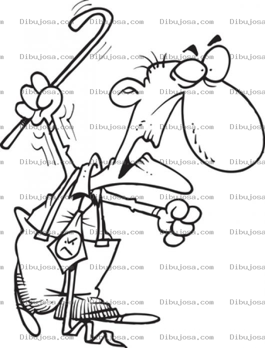 Dibujo para colorear Dibujo De Viejito Alegador Y Disgustado Para Pintar Y Colorear Abuelito Alegando