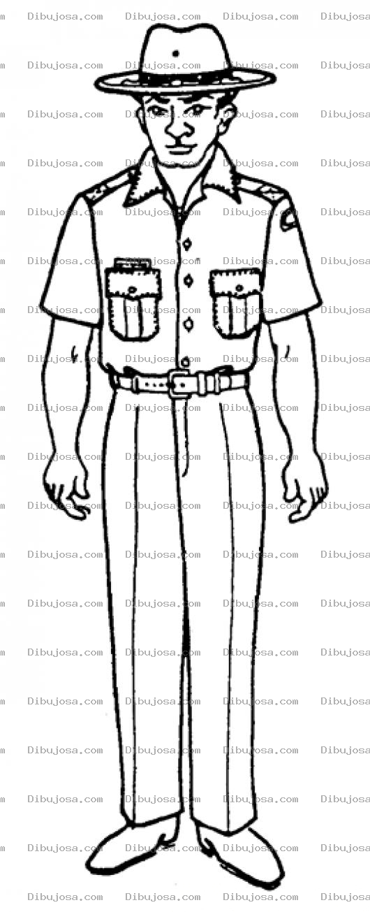 Dibujo para colorear Dibujo De Policia Guardabosques Para Pintar Y Colorear