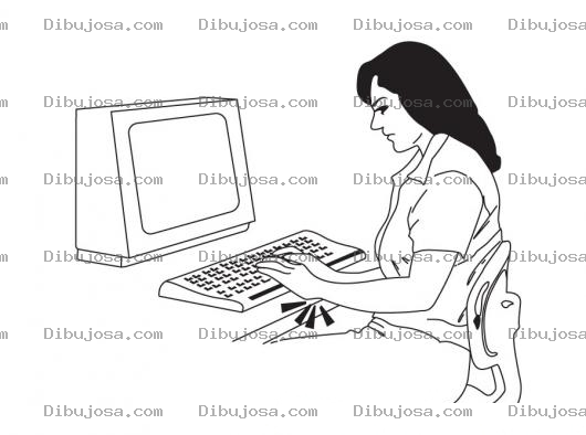 Dibujo para colorear Sindrome Del Tunel Carpiano Dibujo De Mujer En Computadora Con Dolor De Muneca Para Pintar Y Colorear