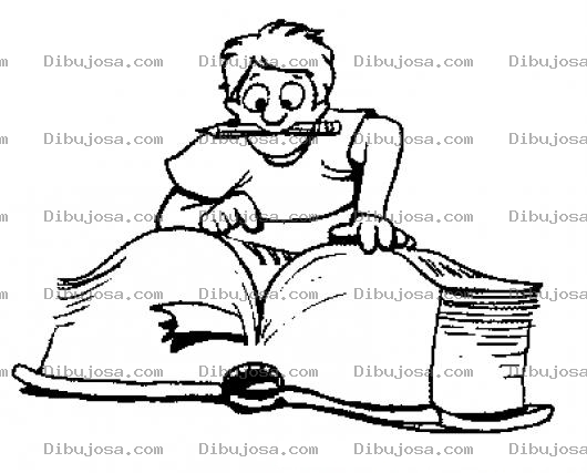 Dibujo para colorear Dibujo De Hombre Leyendo Un Libro Grandote De Varias Paginas Para Pintar Y Colorear