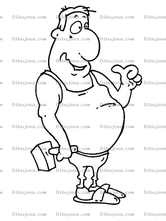 Dibujo para colorear Dibujo De Gordo Con Martillo Para Colorear