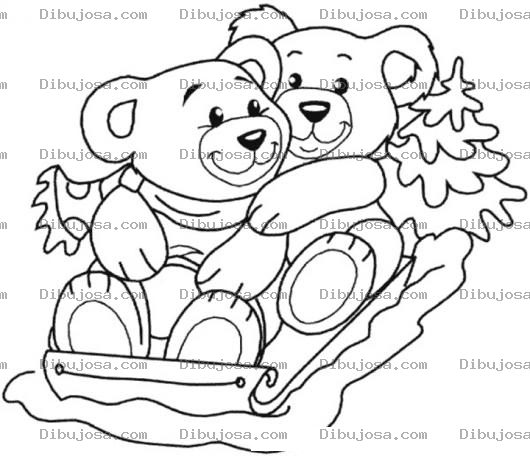Dibujo para colorear Dibujo De Ositos En Trineo Para Pintar Y Colorear