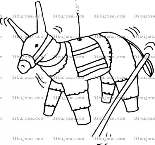Dibujo para colorear Dibujo De Una Pinata De Burro Para Pintar Y Colorear