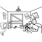 Dibujo para colorear Dibujo De Hombre Dormido Con La Tele Encendida Para Pintar Y Colorear