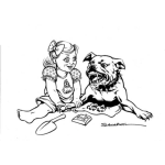 Dibujo para colorear Dibujo De Nina Con Perro Rabioso Para Pintar Y Colorear