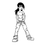 Dibujo para colorear Dibujo De Chica Punk Con Pantalones Rotos Para Pintar Y Colorear