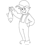 Dibujo para colorear Dibujo De Un Nino Con Un Pescado Para Pintar Y Colorear