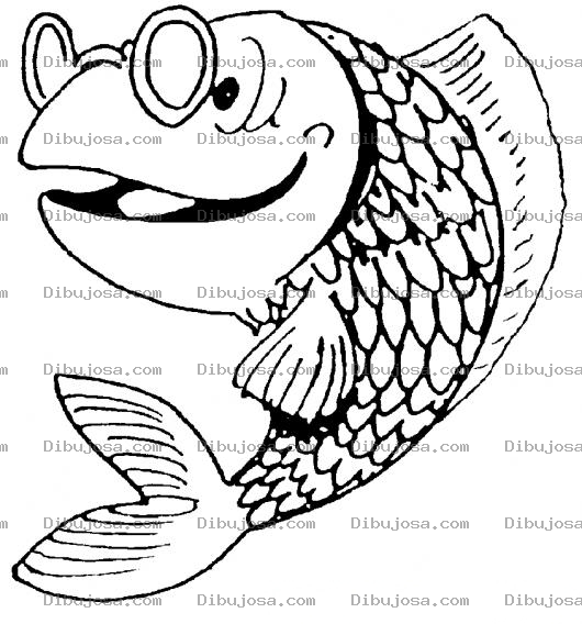 Dibujo para colorear Dibujo De Pescado Con Anteojos Para Pintar Y Colorear Pez Con Lentes O Gafas Para Leer