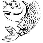 Dibujo para colorear Dibujo De Pescado Con Anteojos Para Pintar Y Colorear Pez Con Lentes O Gafas Para Leer