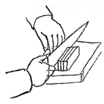 Dibujo para colorear Dibujo De Manos Rodajando Un Queso En Una Tabla Para Picar