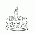 Dibujo para colorear Dibujo De Pastel De Fresas Con Crema Para Pintar Y Colorear Con Una Vela