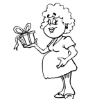 Dibujo para colorear Dibujo De Mujer Embarazada Con Un Regalito En Su Baby Shower Para Pintar Y Colorear
